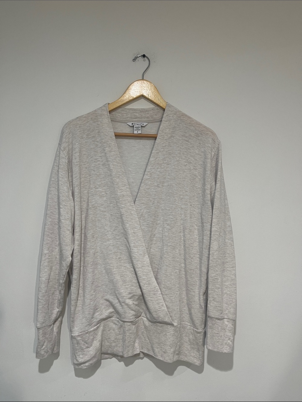Athleta Light Gray Wrap V-Neck Women's Sweater